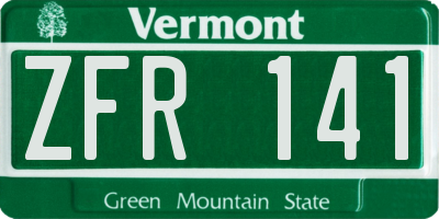VT license plate ZFR141