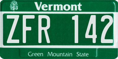 VT license plate ZFR142