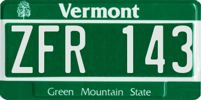 VT license plate ZFR143