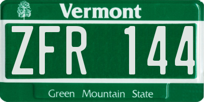 VT license plate ZFR144
