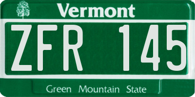 VT license plate ZFR145