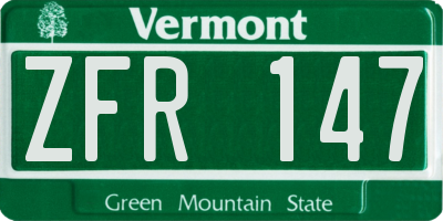 VT license plate ZFR147