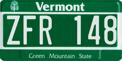 VT license plate ZFR148