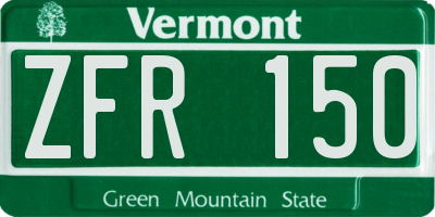 VT license plate ZFR150