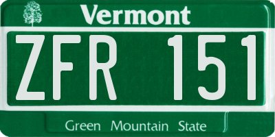 VT license plate ZFR151