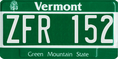 VT license plate ZFR152