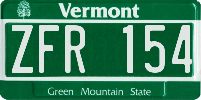 VT license plate ZFR154
