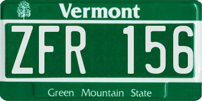 VT license plate ZFR156