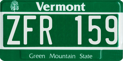 VT license plate ZFR159