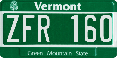 VT license plate ZFR160