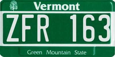 VT license plate ZFR163