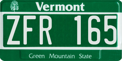 VT license plate ZFR165