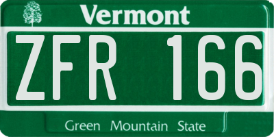 VT license plate ZFR166