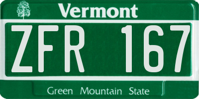 VT license plate ZFR167