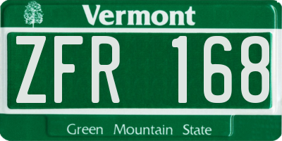 VT license plate ZFR168