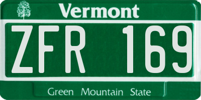 VT license plate ZFR169