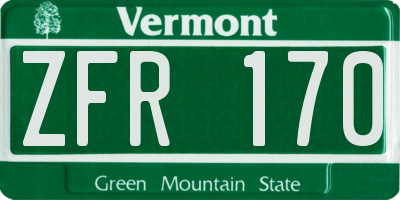 VT license plate ZFR170