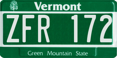 VT license plate ZFR172