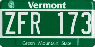 VT license plate ZFR173