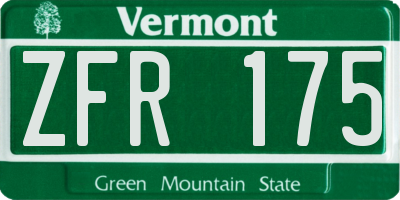 VT license plate ZFR175
