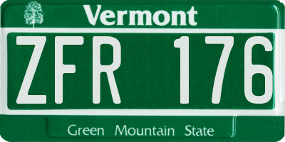 VT license plate ZFR176