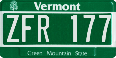 VT license plate ZFR177