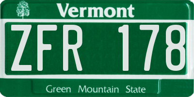VT license plate ZFR178