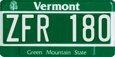 VT license plate ZFR180