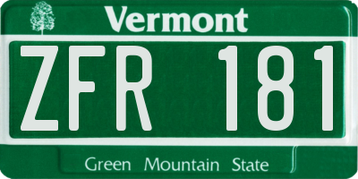 VT license plate ZFR181