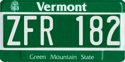 VT license plate ZFR182