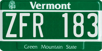 VT license plate ZFR183