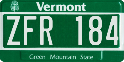 VT license plate ZFR184