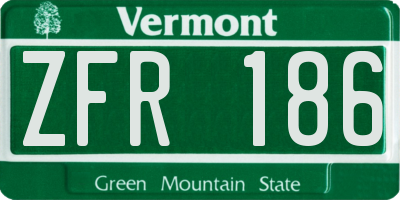 VT license plate ZFR186