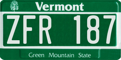 VT license plate ZFR187