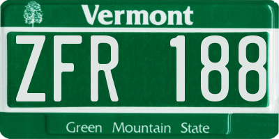 VT license plate ZFR188