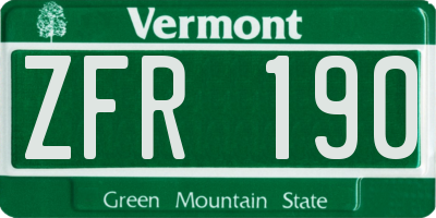 VT license plate ZFR190