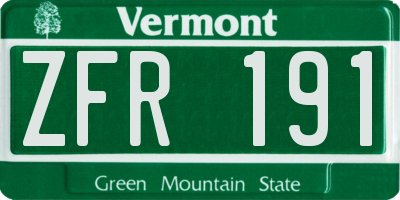 VT license plate ZFR191