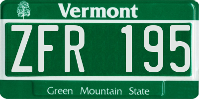 VT license plate ZFR195