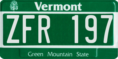 VT license plate ZFR197