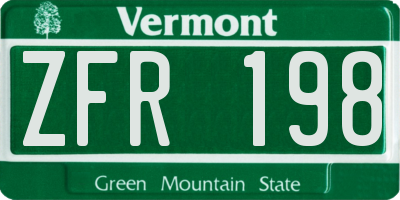 VT license plate ZFR198