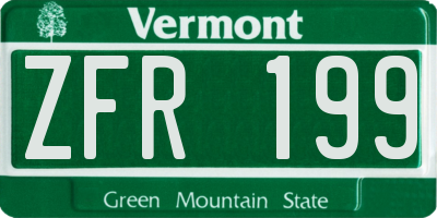 VT license plate ZFR199