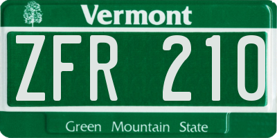 VT license plate ZFR210
