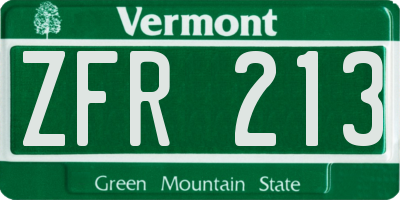 VT license plate ZFR213