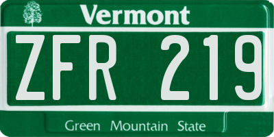 VT license plate ZFR219