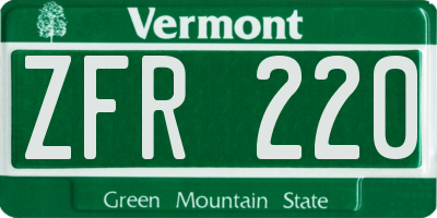 VT license plate ZFR220