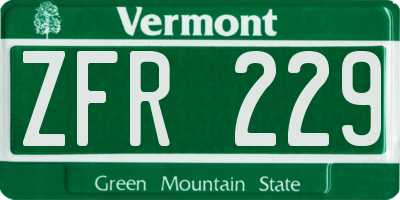 VT license plate ZFR229