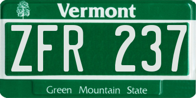 VT license plate ZFR237