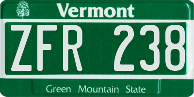 VT license plate ZFR238