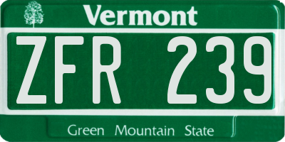 VT license plate ZFR239