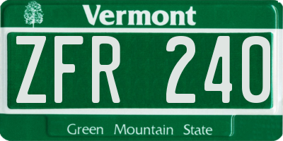 VT license plate ZFR240